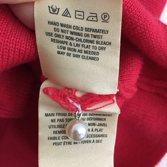 Anthropologie Moth Brienne Pearl Sweater Cap Sleeves Size XS-M Pink/Red - Picture 9 of 15